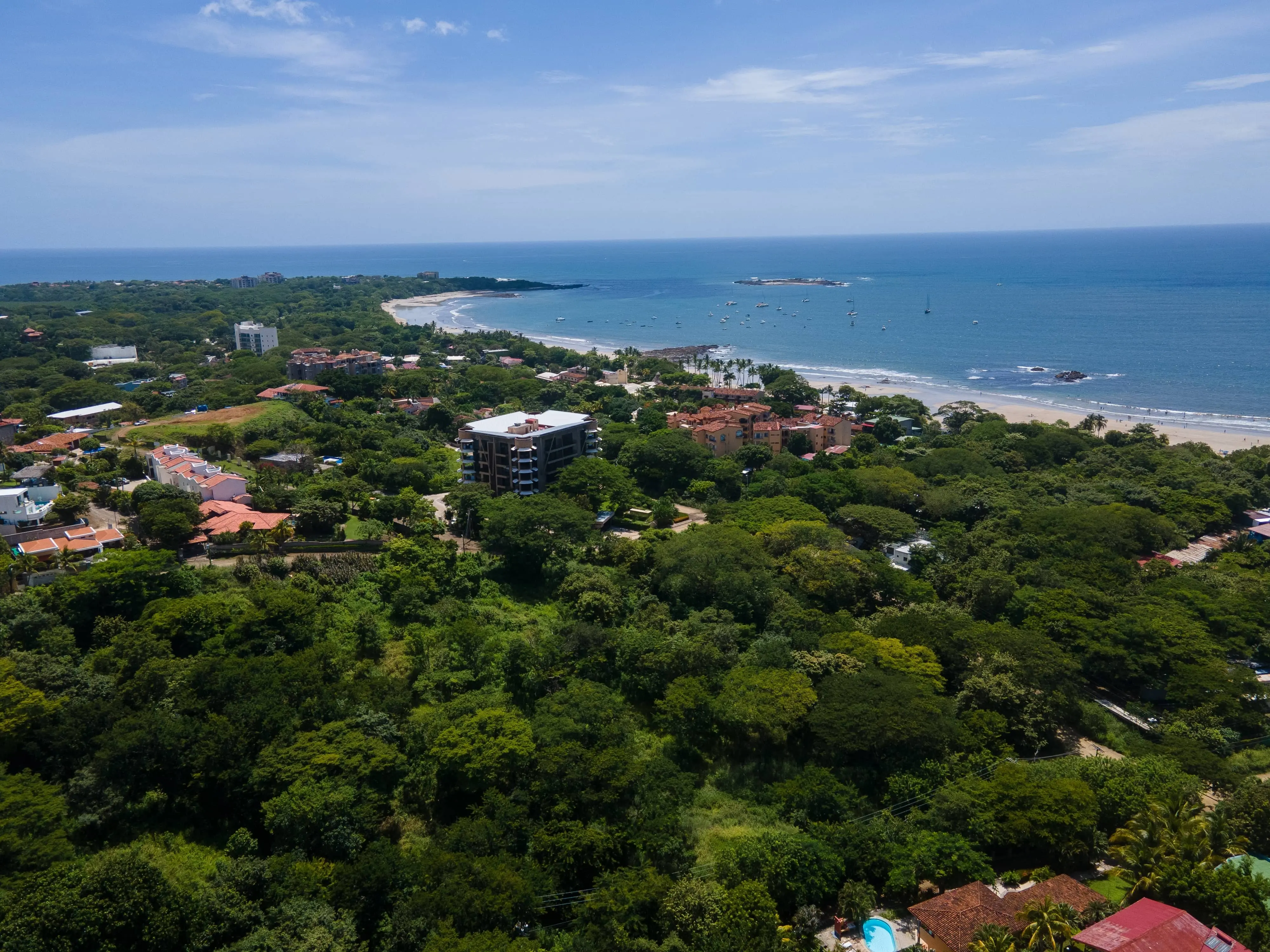Beautiful aerial view of Tamarindo Beach and Town in Guanacaste Costa Rica